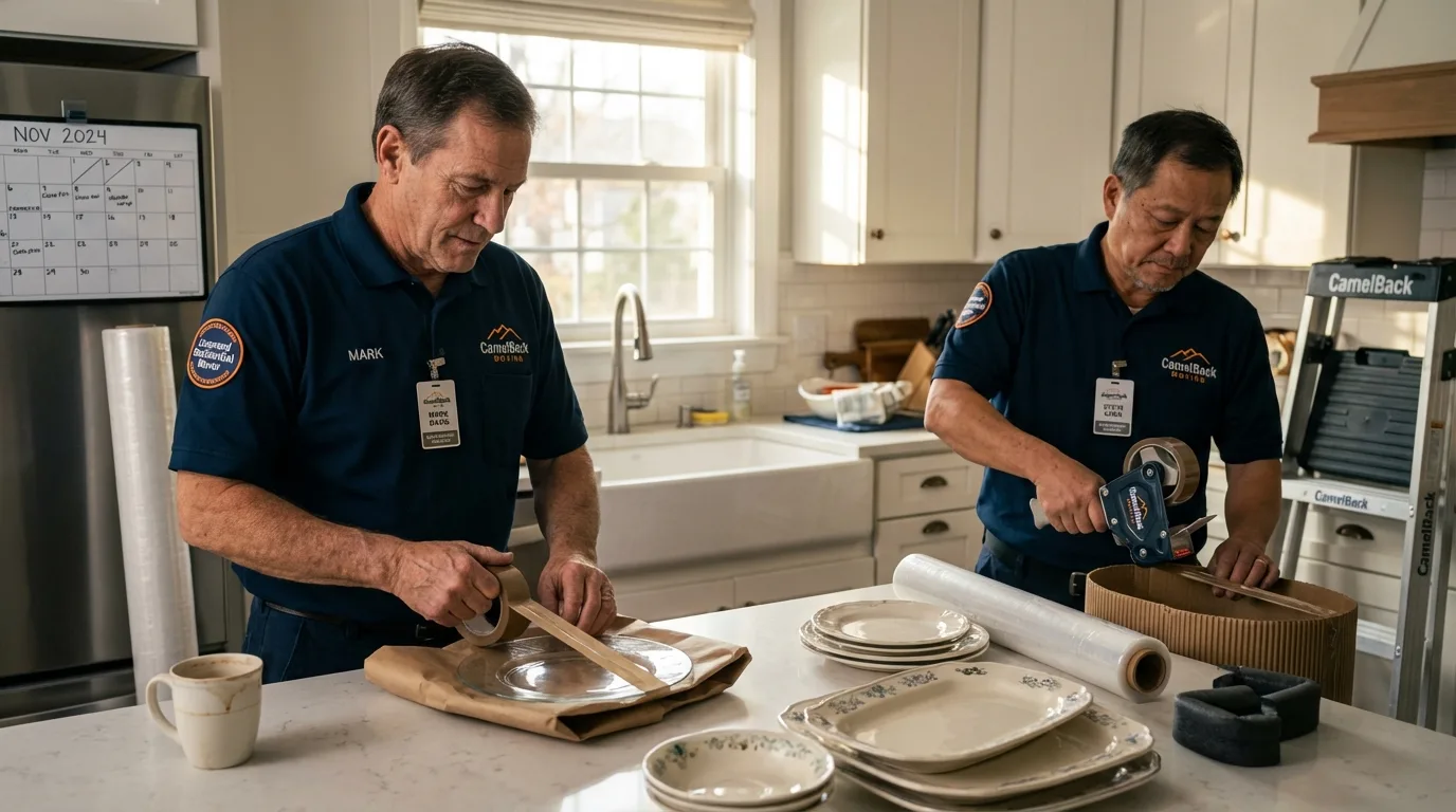 Professional crew packing kitchen dishware in Carrizo Springs, TX